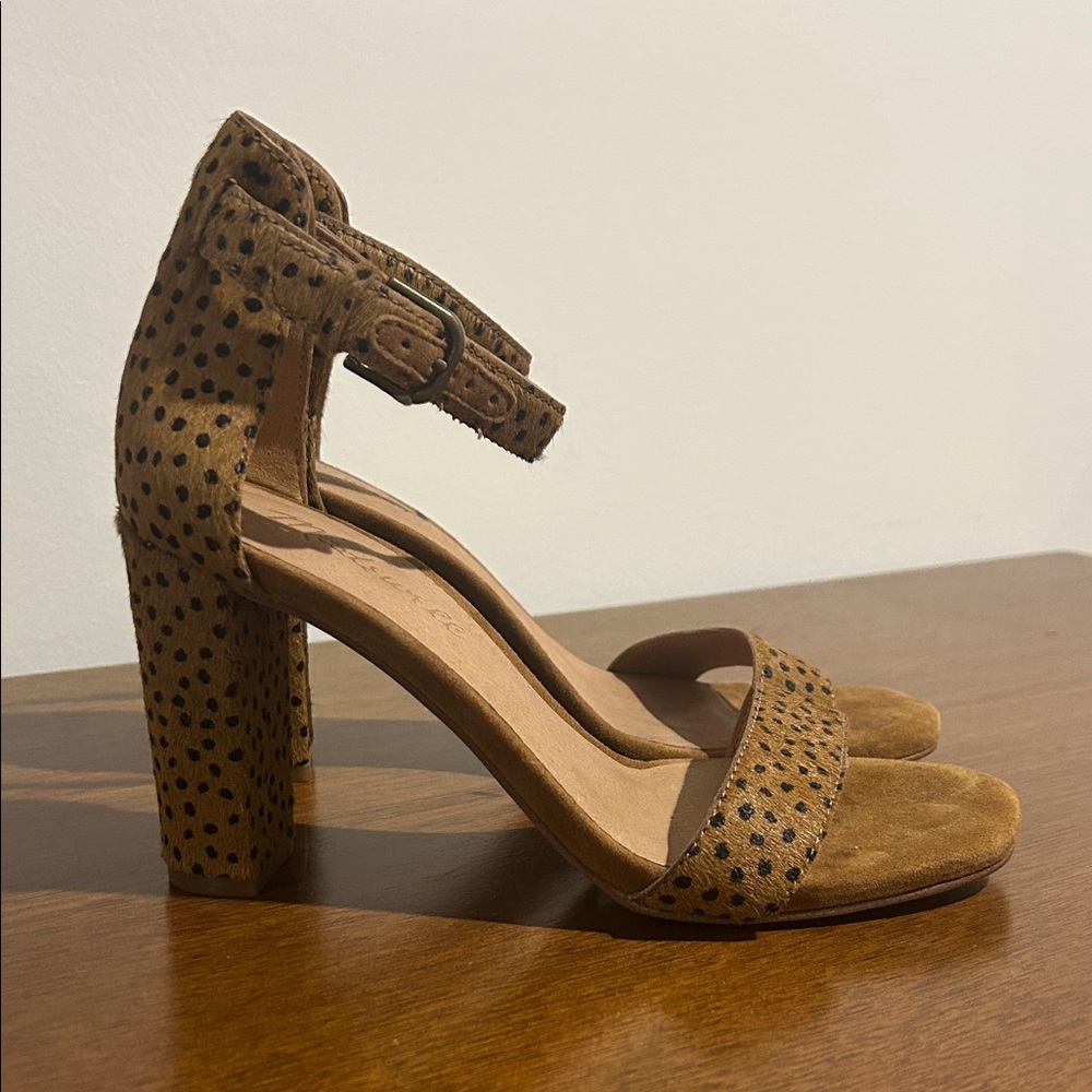Madewell Tan and Black Spotted Heels
